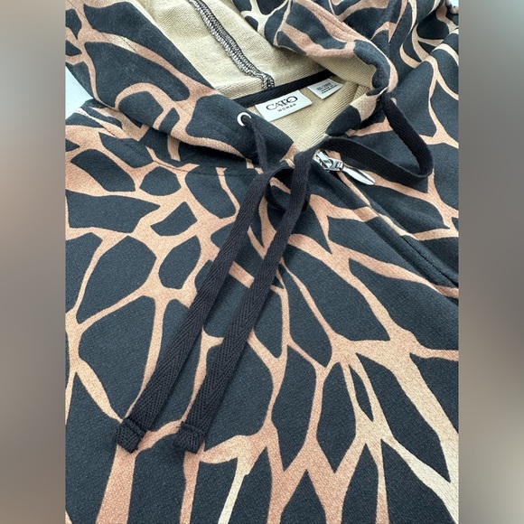 Cato Brown Black Animal Print Zip Up Hoodie Jacket Y2K Jungle Safari 26/28W - Picture 7 of 9